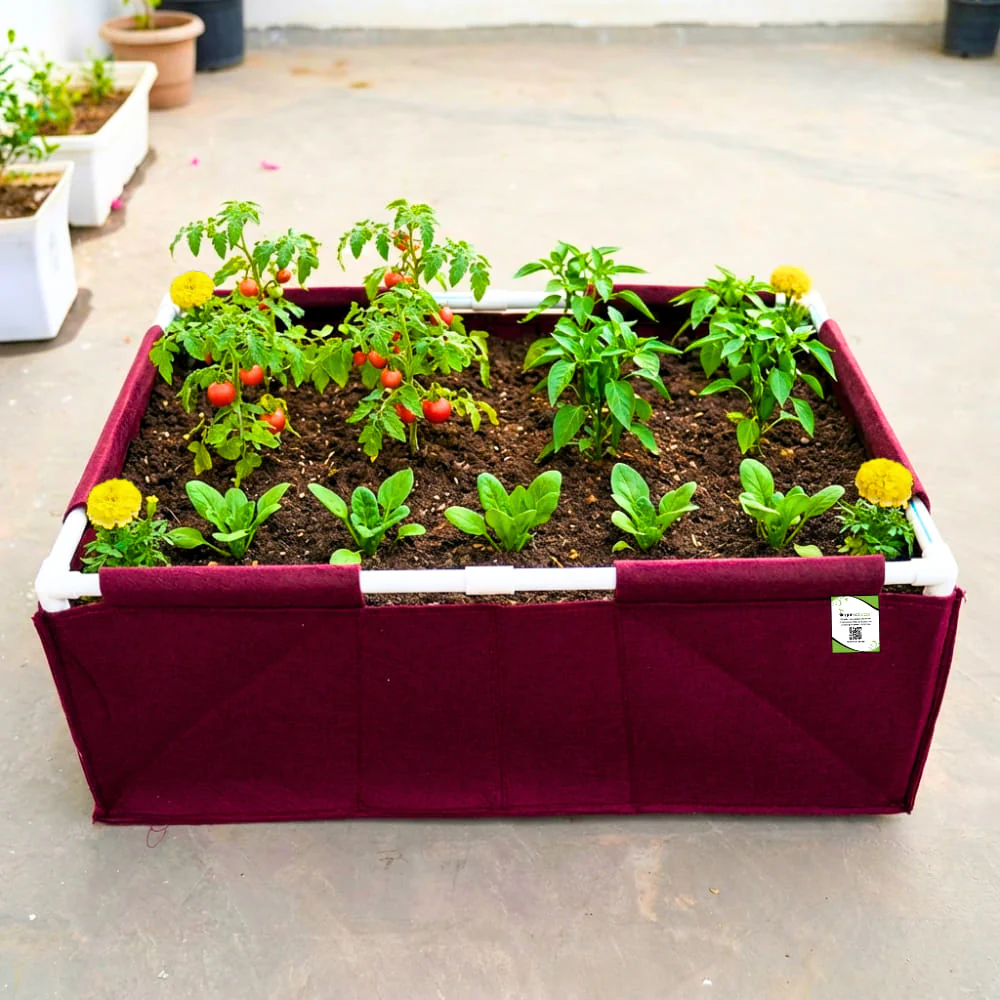 OrganicBazar 36x24x12 Geo Fabric Rectangular Grow Bag With Supporting PVC Pipes, Premium Geo Fabric 450 GSM for Terrace Garden - Image 3