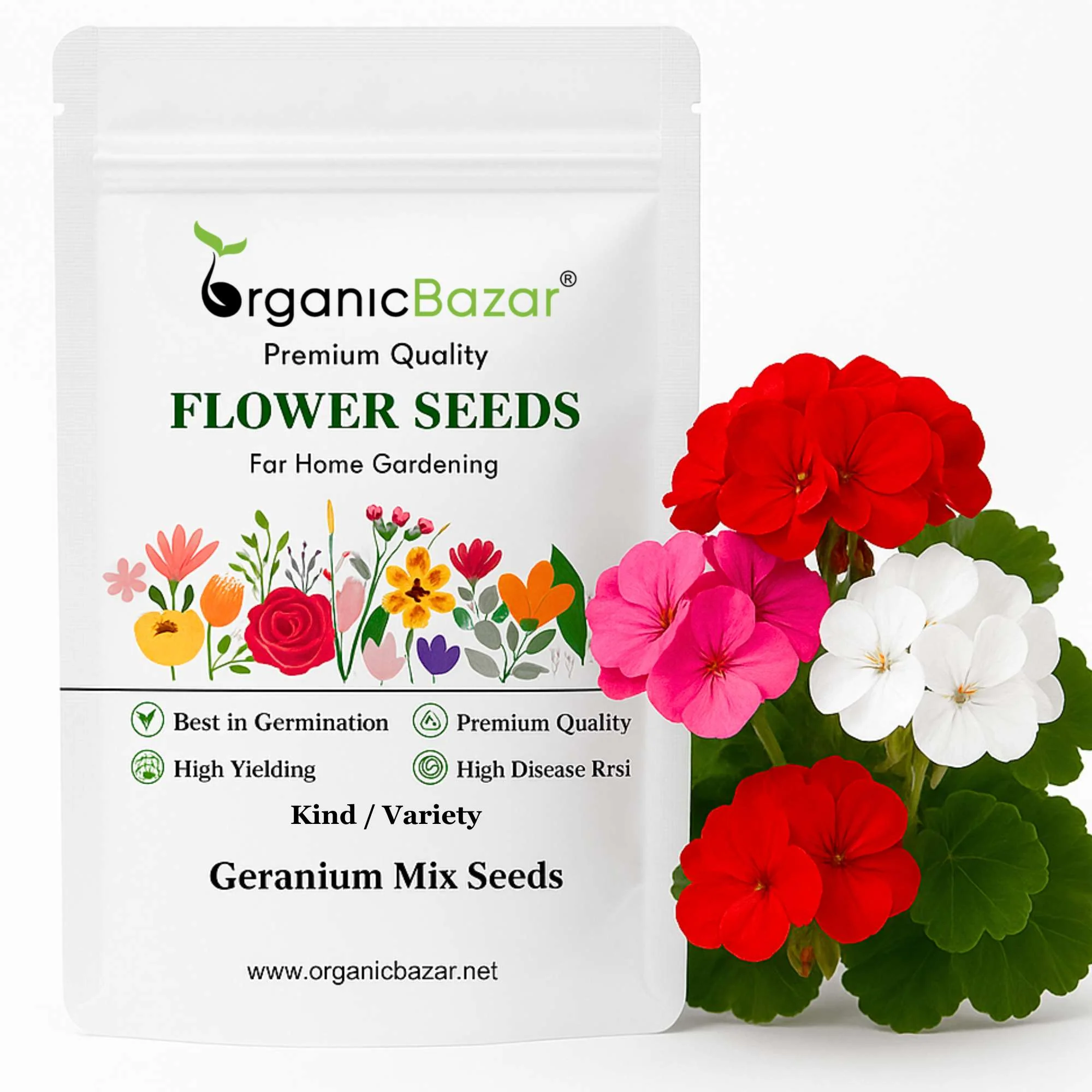 Geranium Mix Seeds (10 Seeds) Easy To Grow, High Germination, Perfect for pots, balconies, or Terrace gardens