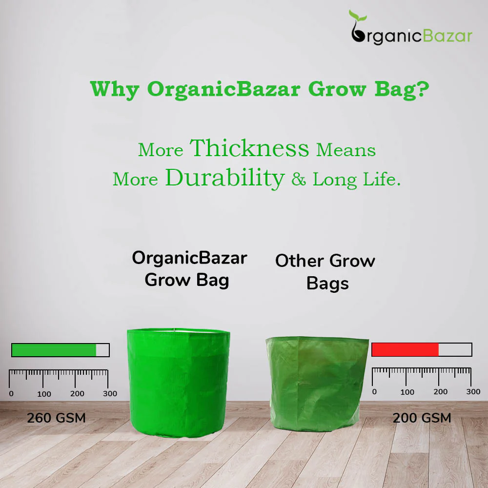 OrganicBazar 12x15 Grow Bag for Vegetable Garden, Premium HDPE 260 GSM, Green Plant Bags - Image 7