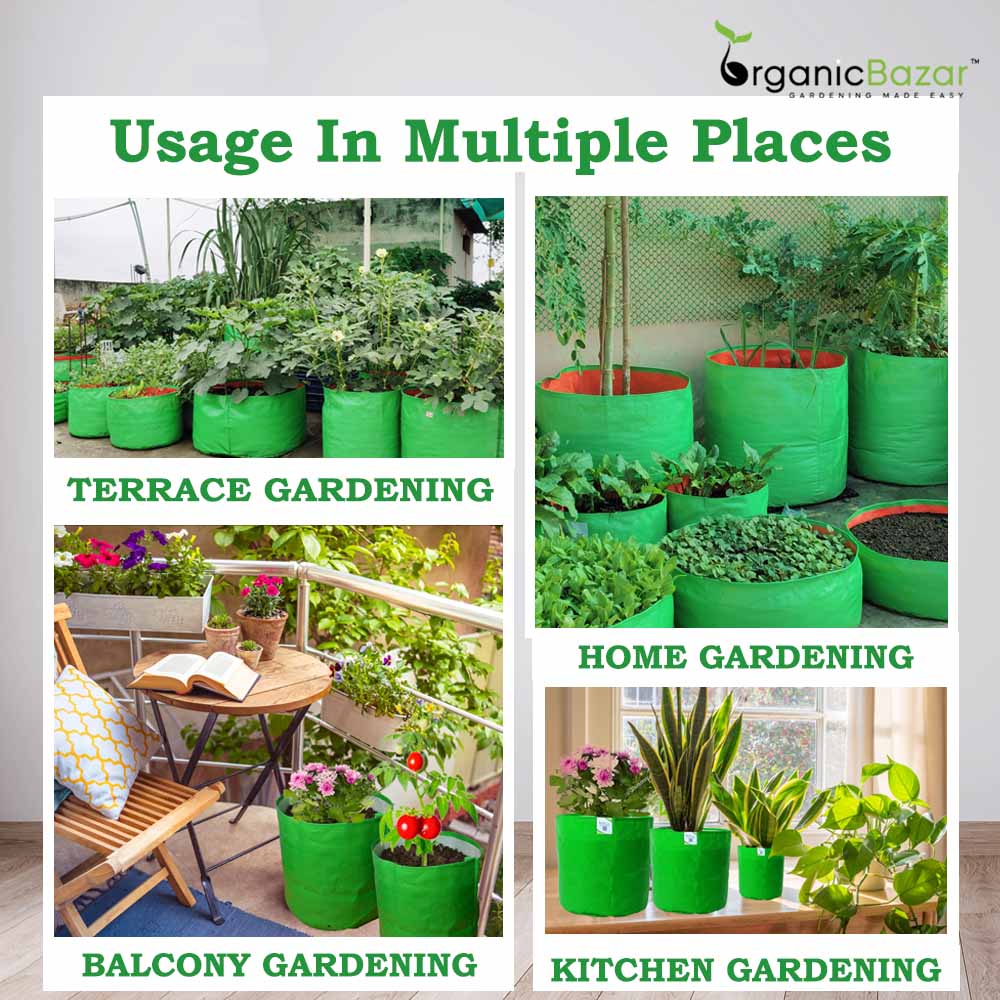 OrganicBazar 24x9 Grow Bag for Leafy Vegetables, Premium HDPE 260 GSM, Green Plant Bags for Terrace Garden - Image 9