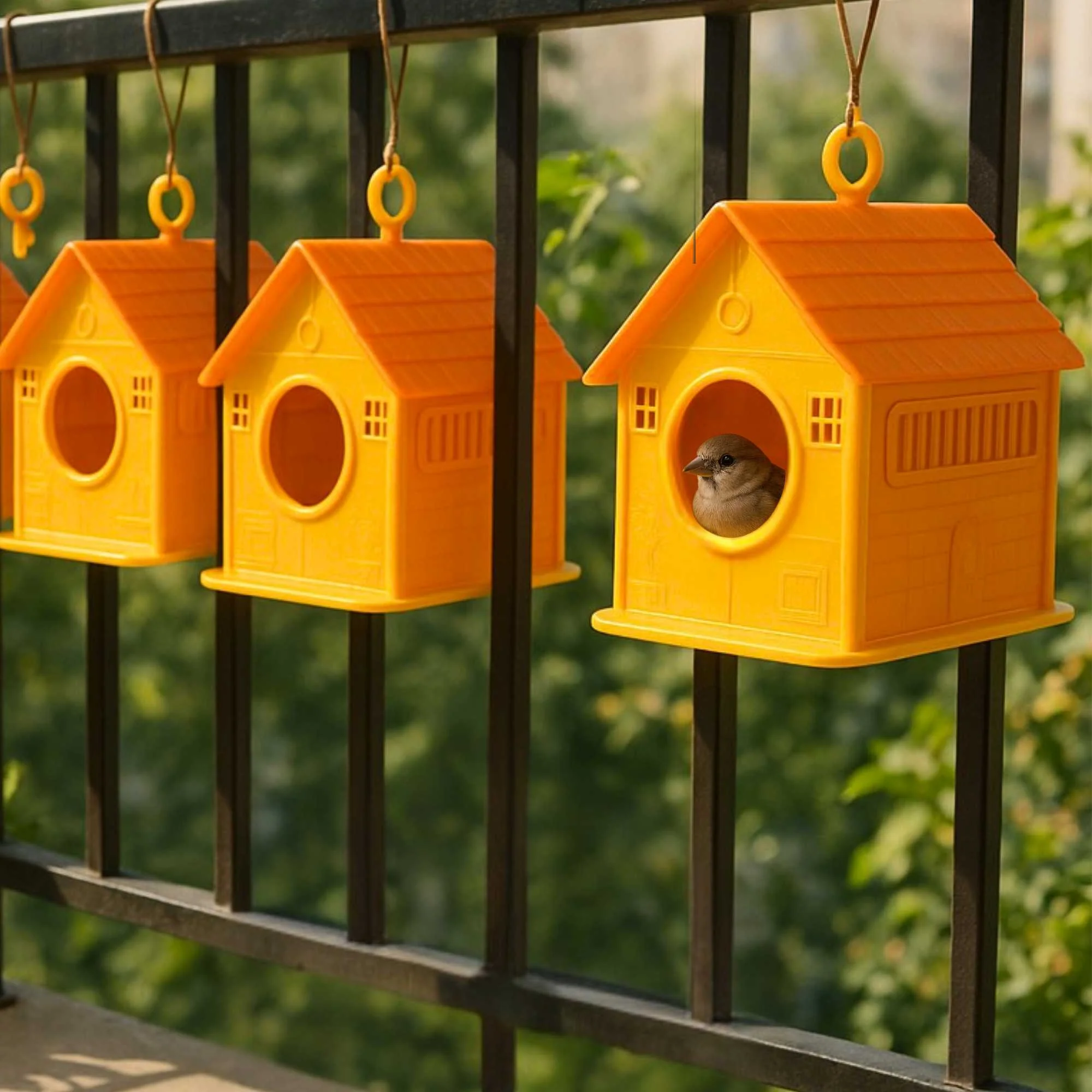 Plastic Bird House Foldable Bird Nest for Sparrows | Outdoor Nesting Shelter for Balcony & Garden | Lightweight & Weather-Resistant Bird Home with Air Ventilation - Image 2