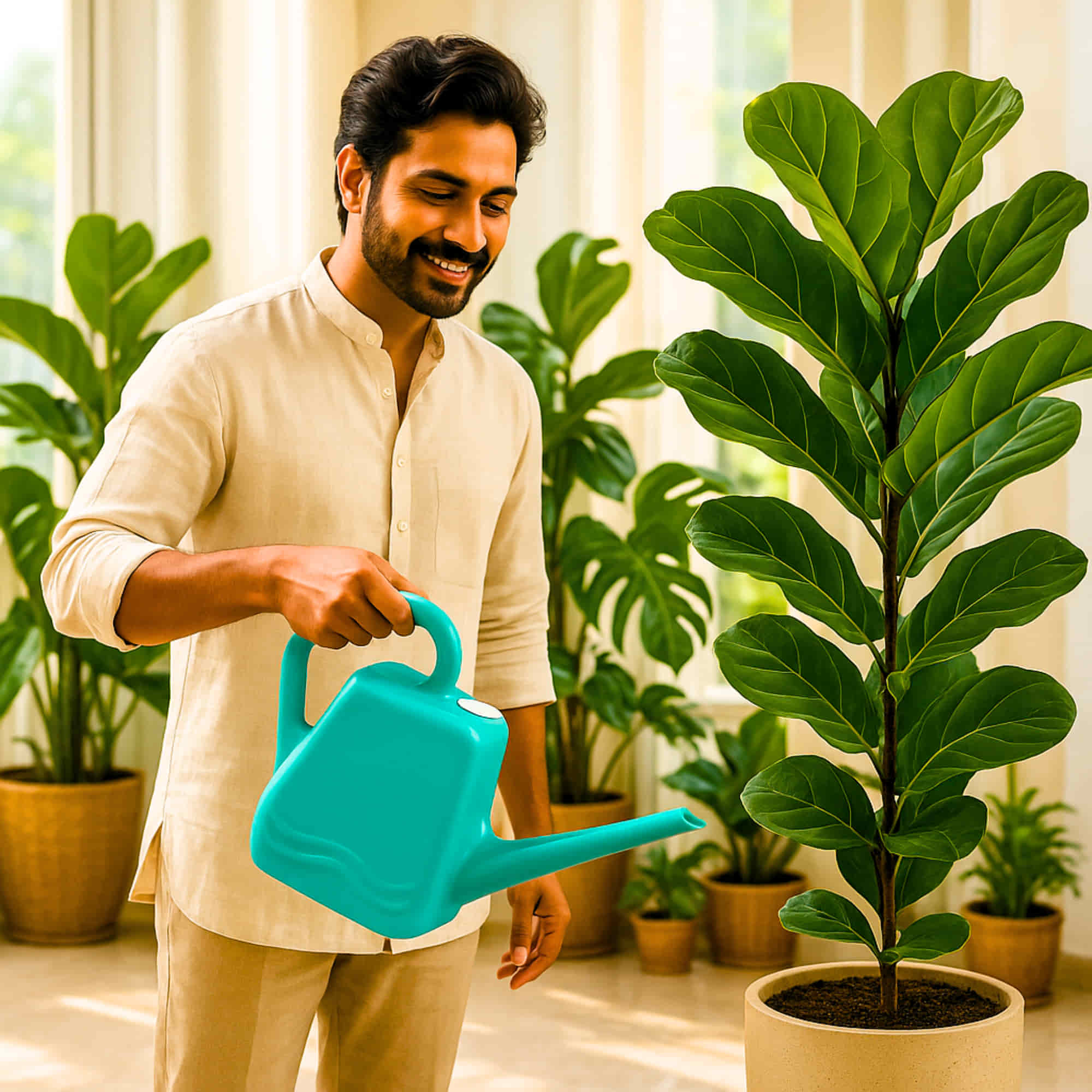 2 Litre Heavy-Duty Plastic Gardening Watering Can with Long Spout (Multi-color) & Ergonomic Handle (Random Color, Pack of 1) - Image 5