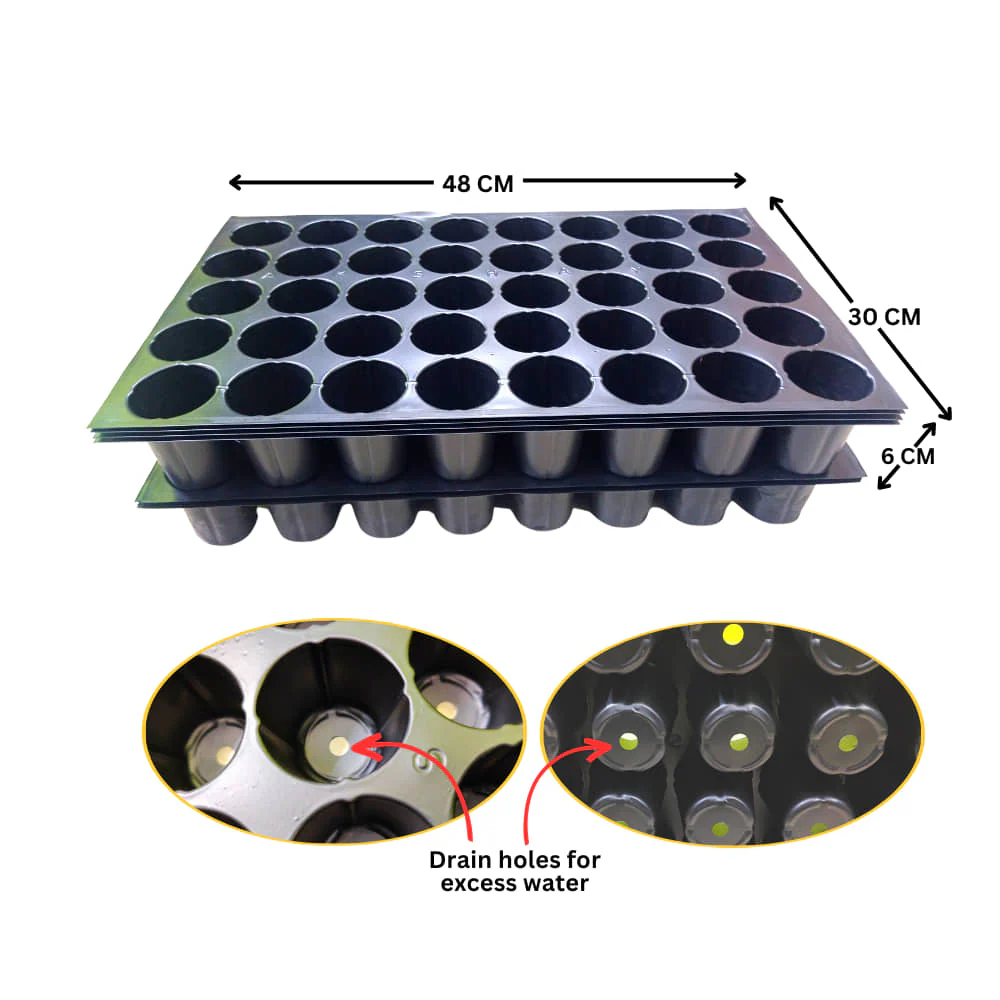 Reusable Seedling Tray (40 Holes, Pack of 5, Black) - Image 3